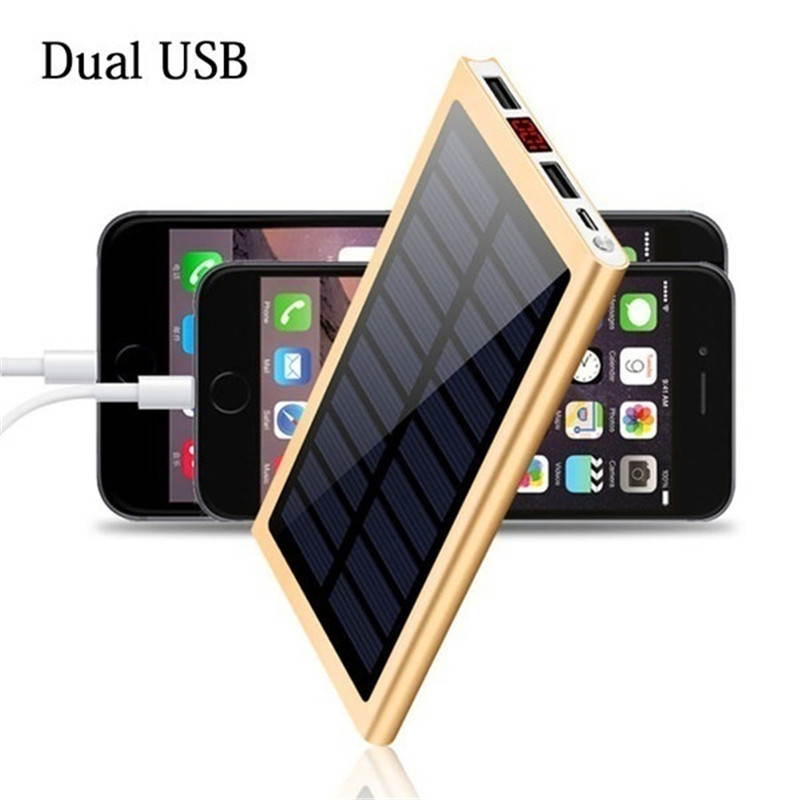 The Lastest Ultra Thin 9mm Solar Power Bank 500000 Mah Ultra High Capacity External Solar Charger Powerbank for All Mobile Phone for Outdoors/camping/explore