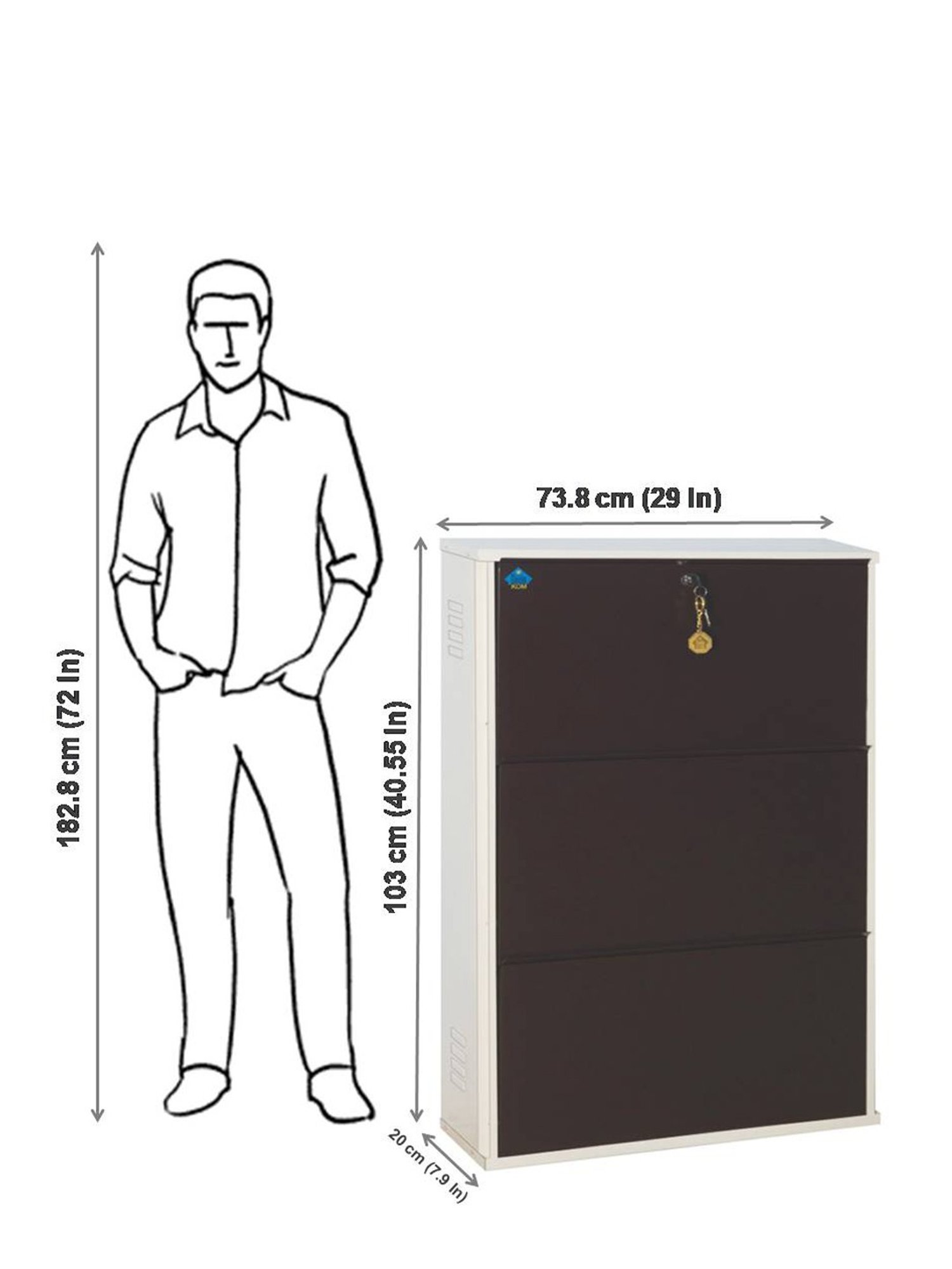 Delite Kom Metal Shoe Rack - 24" 3 Shelf, Ivory Green, PowderCoat, Wall Mount, DIY
