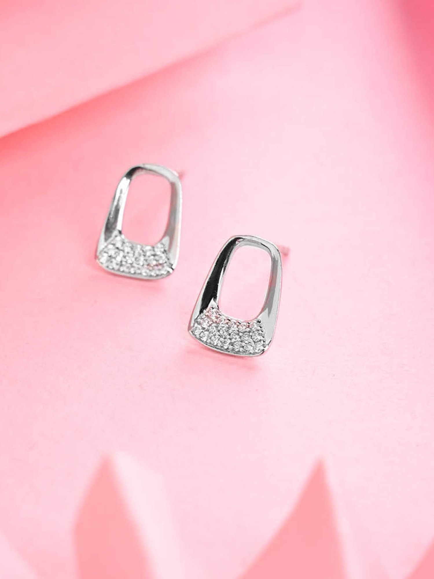 Clara 925 Silver Platinum Plated Swiss Zirconia Gemma Stud Earrings Gift for Women