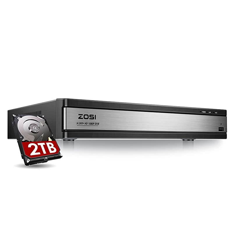 Full 1080p H.265+ 16 Channel DVR for Security Camera with Hard Drive 2TB, Hybrid 4-in-1 CCTV DVR Surveillance System(Analog/AHD/TVI/CVI),Motion Detection,Mobile Remote Control,Email Alarm