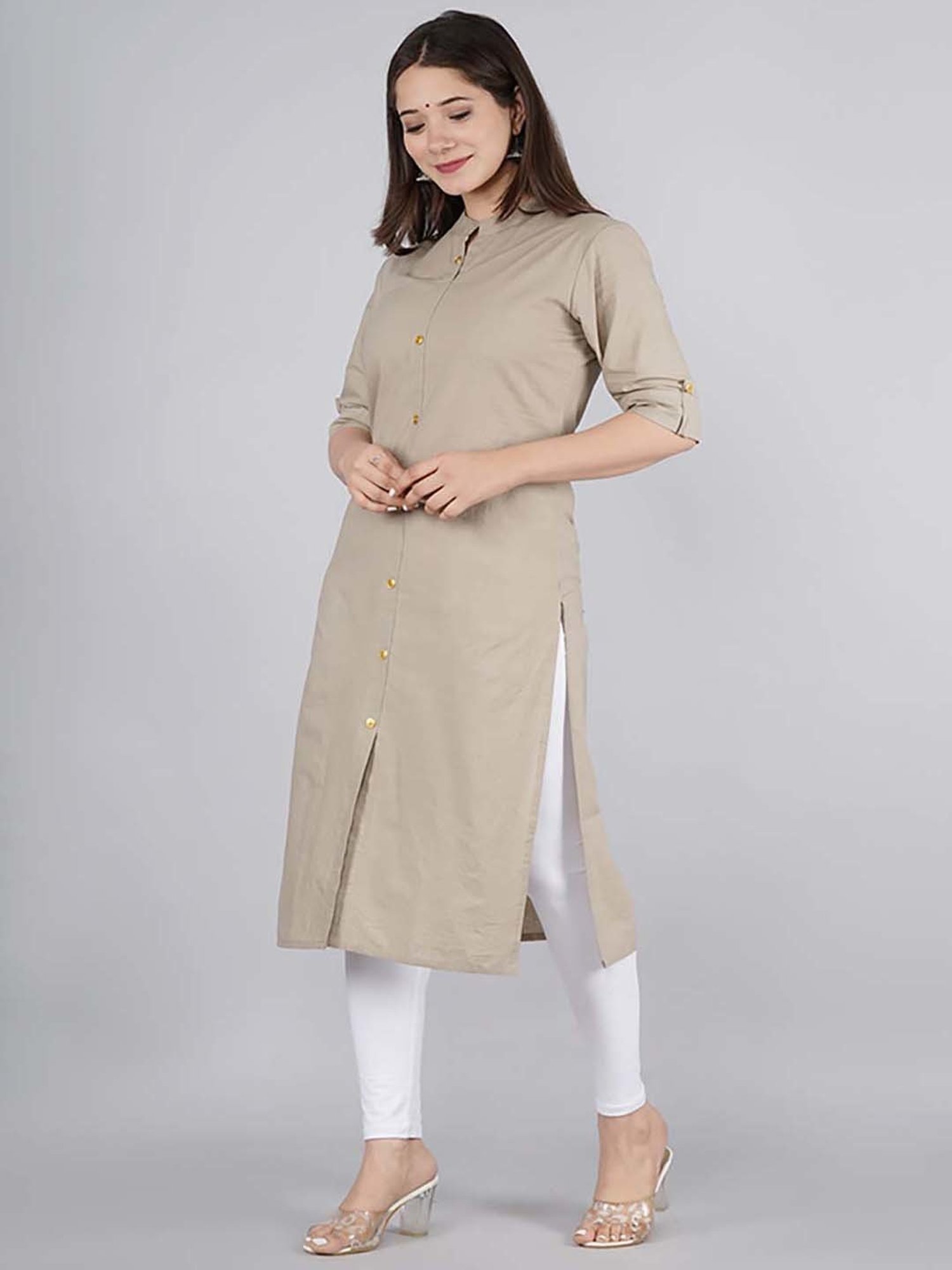 Kipek Cream Cotton Straight Kurta
