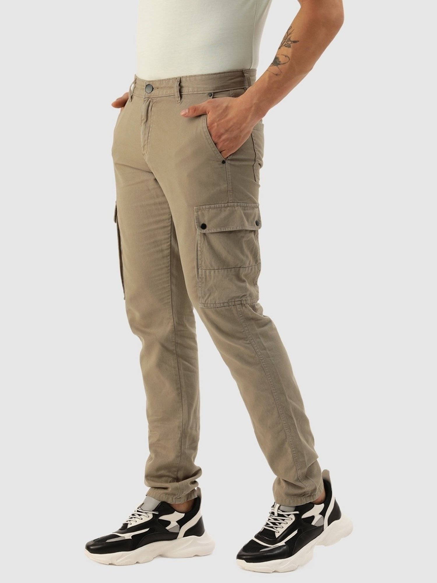 IVOC Grey Cotton Regular Fit Cargos