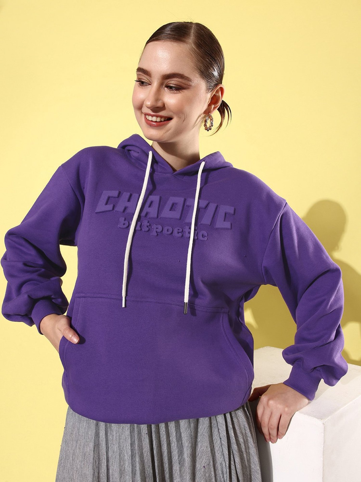 Difference of Opinion Purple Fleece Graphic Print Oversized Sweatshirt