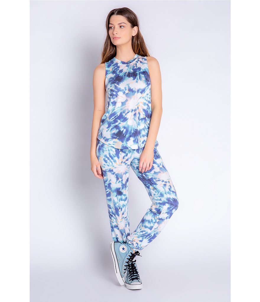 PJ Salvage Spiral Nights Tie-Dye Print Jersey Knit Jogger Coordinating Sleep Pants