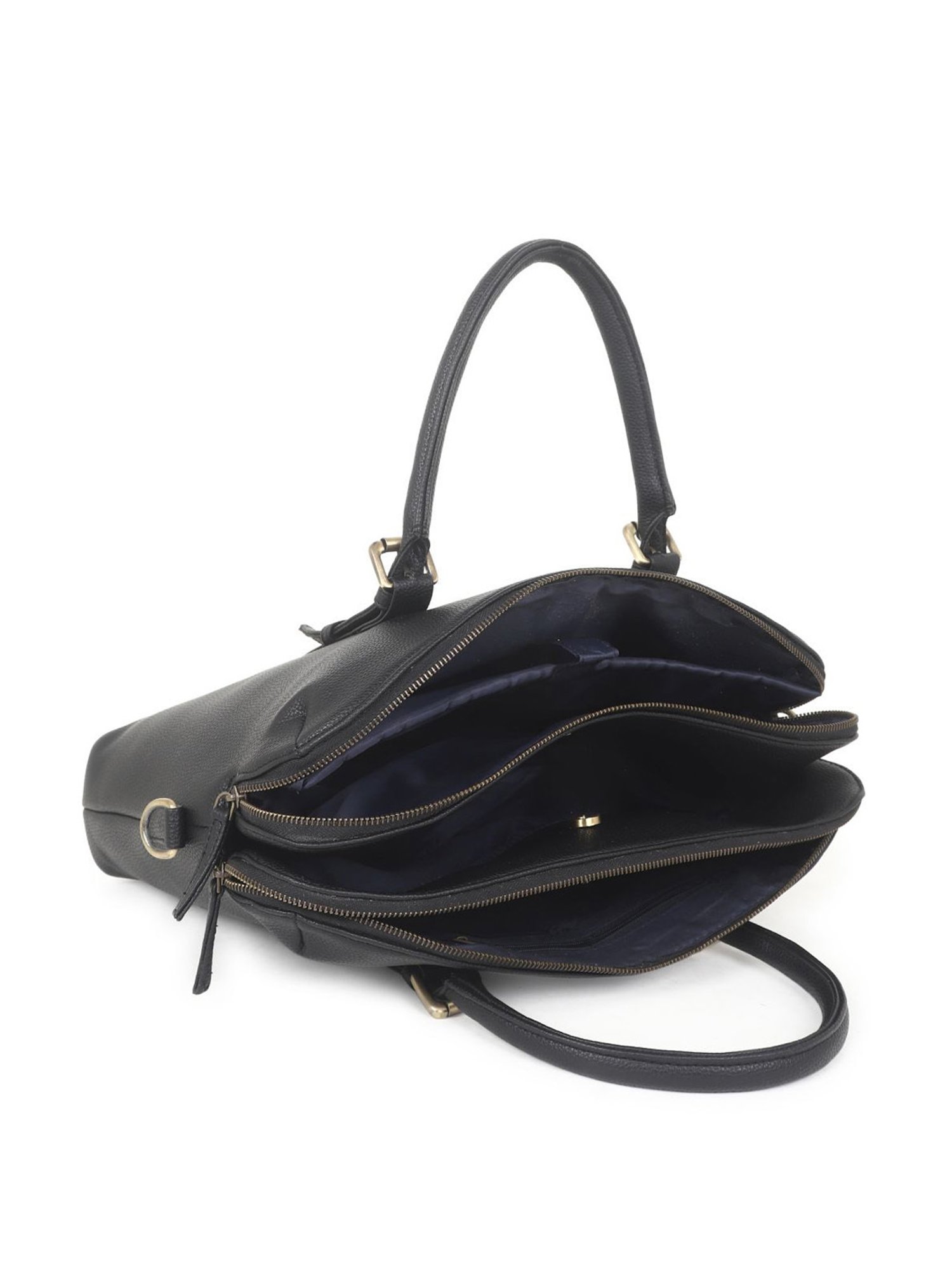 Yelloe Black PU Solid Laptop Messenger Bag