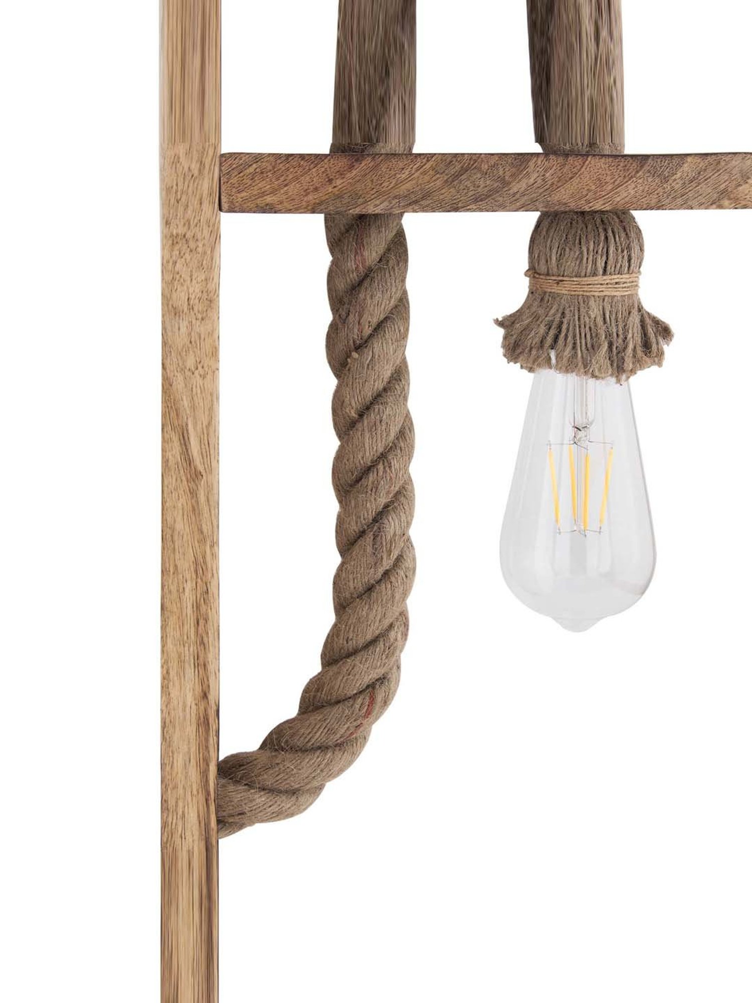 Homesake Beige Rope Wall Lamp with Wooden Stand - Set of 1