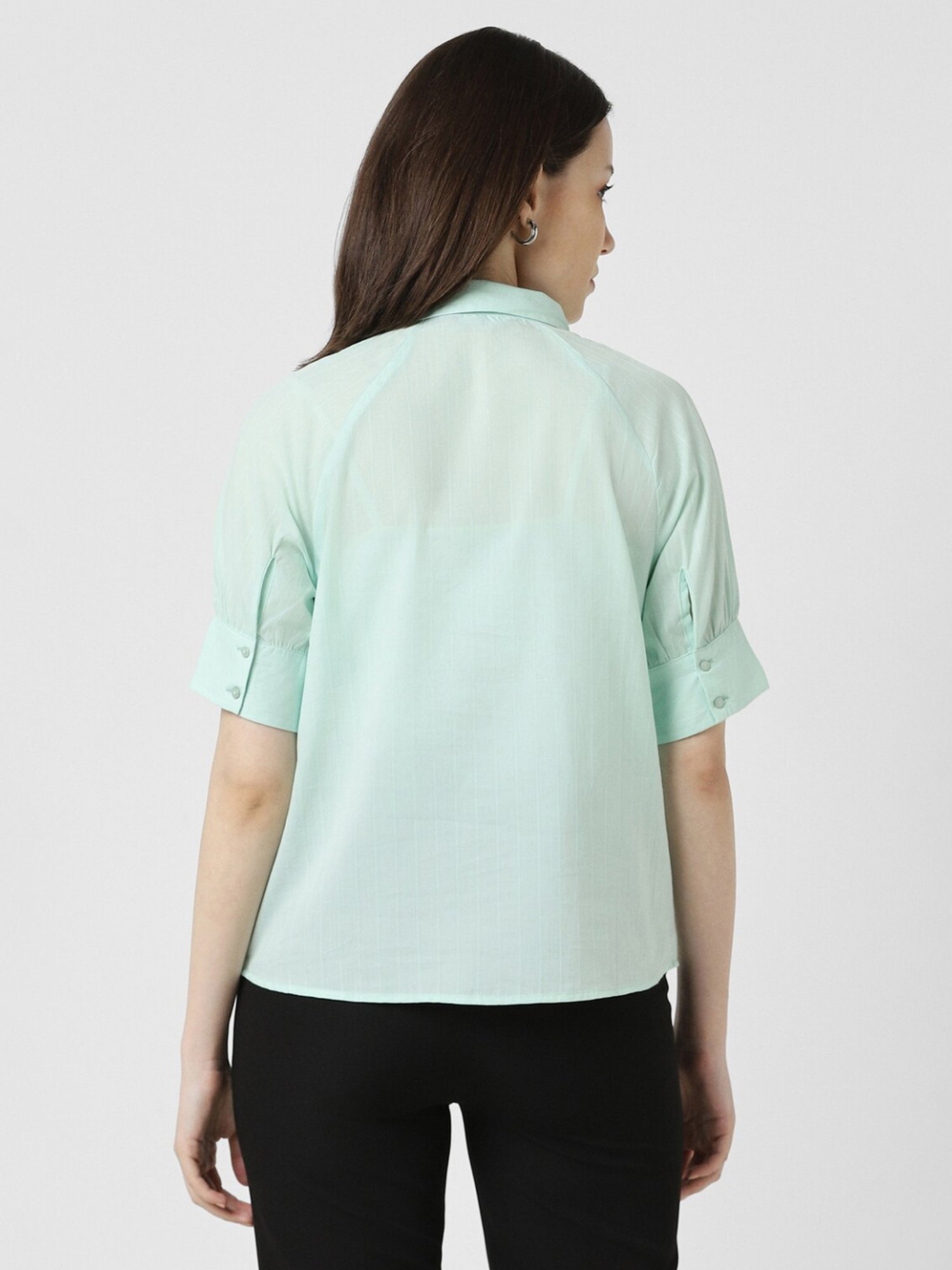 Van Heusen Green Cotton Striped Top