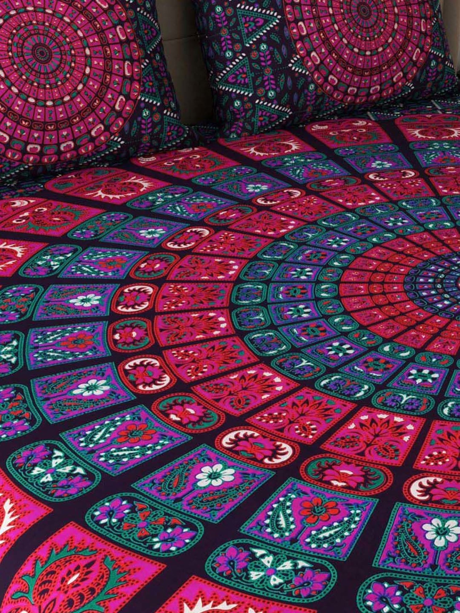 JaipurFabric Persian Blue 100% Pure Cotton 180 TC Double Bedsheet with 2 Pillow Covers