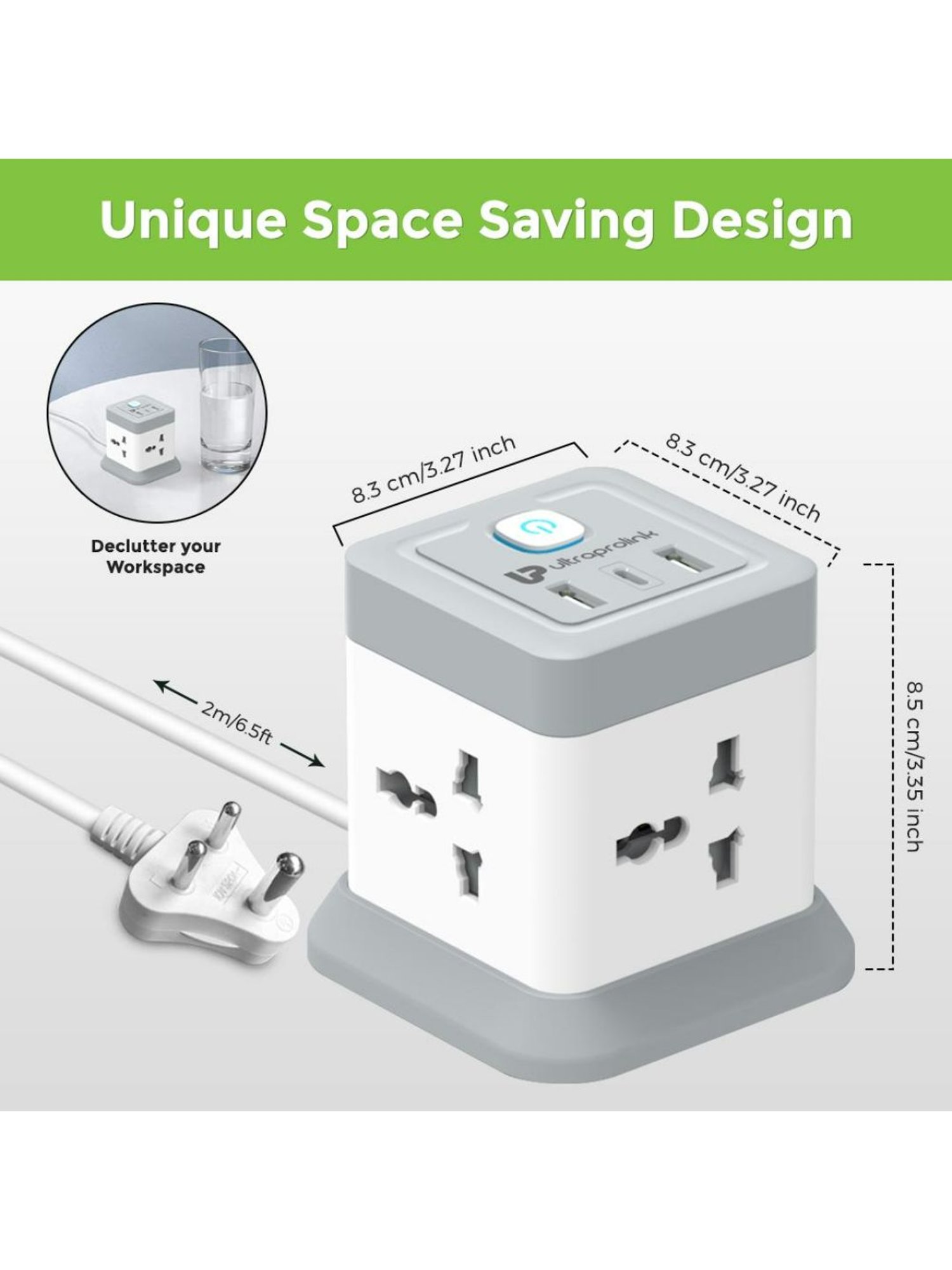 UltraProlink Qube Desktop Surge Protector with QC3.0 & 20W Power Delivery Port