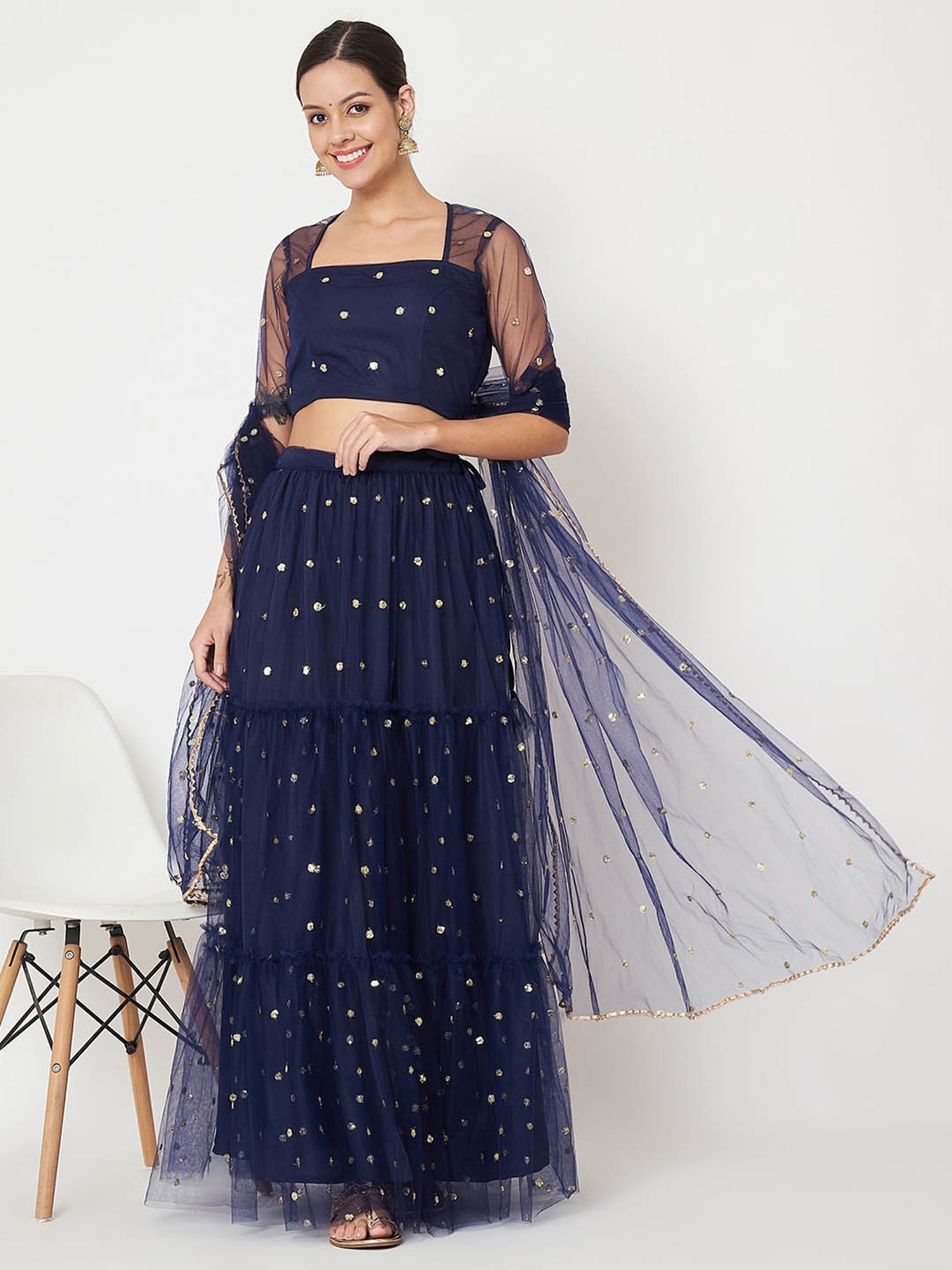 studiorasa Navy Embroidered Lehnga Choli Set With Dupatta