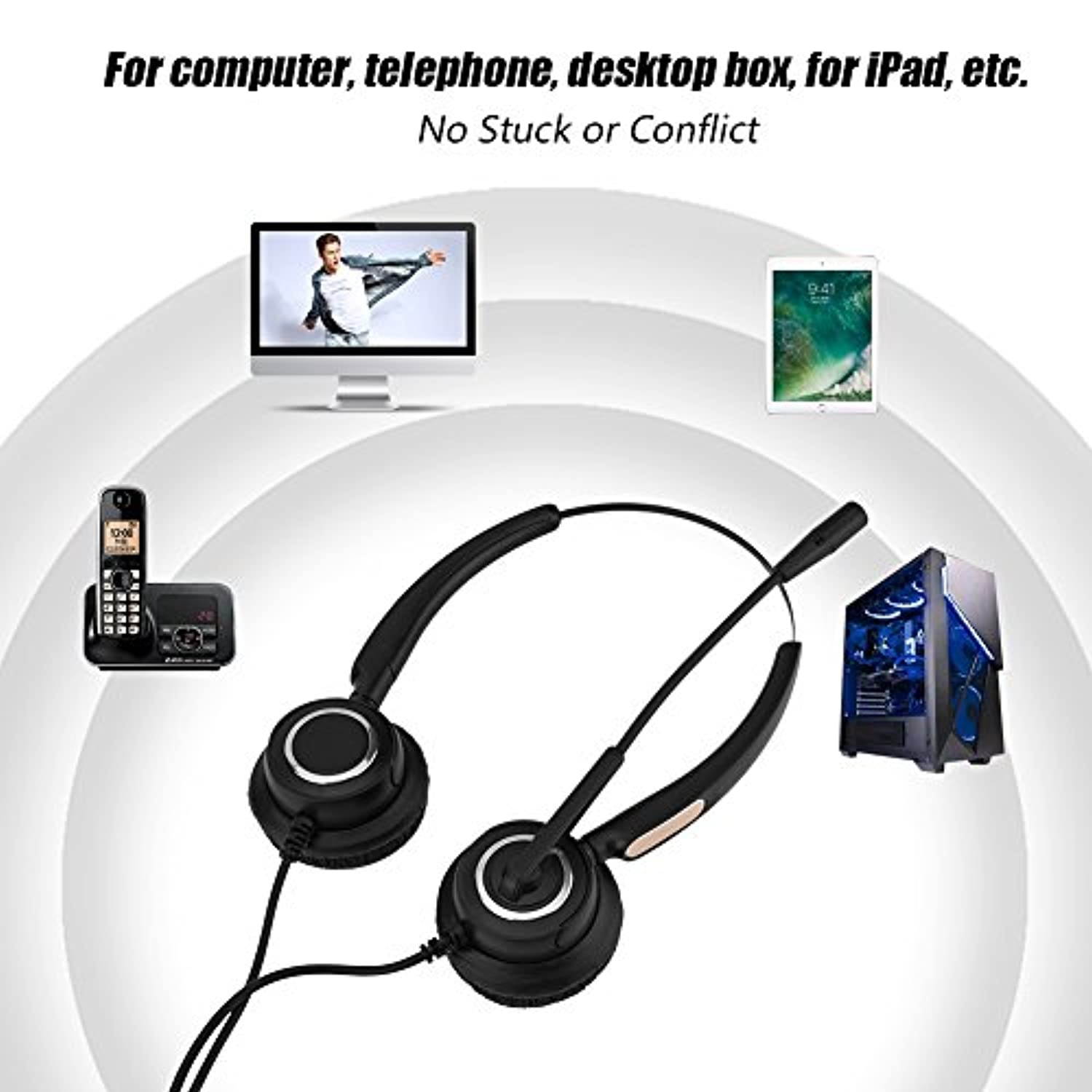 Call Center USB Wired Headset Computer Headset Light Weight Noise Cancelling Headset with Microphone (Zerone8hbwcngvz7)