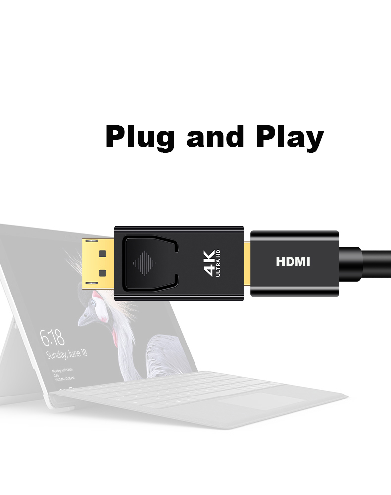 DisplayPort to HDMI, DP Display Port to HDMI Adapter 4K@30Hz (Male to Female), Display to HDMI Converter 18Gbps for Xbox,Compatible with Lenovo, HP, DELL, Thinkpad