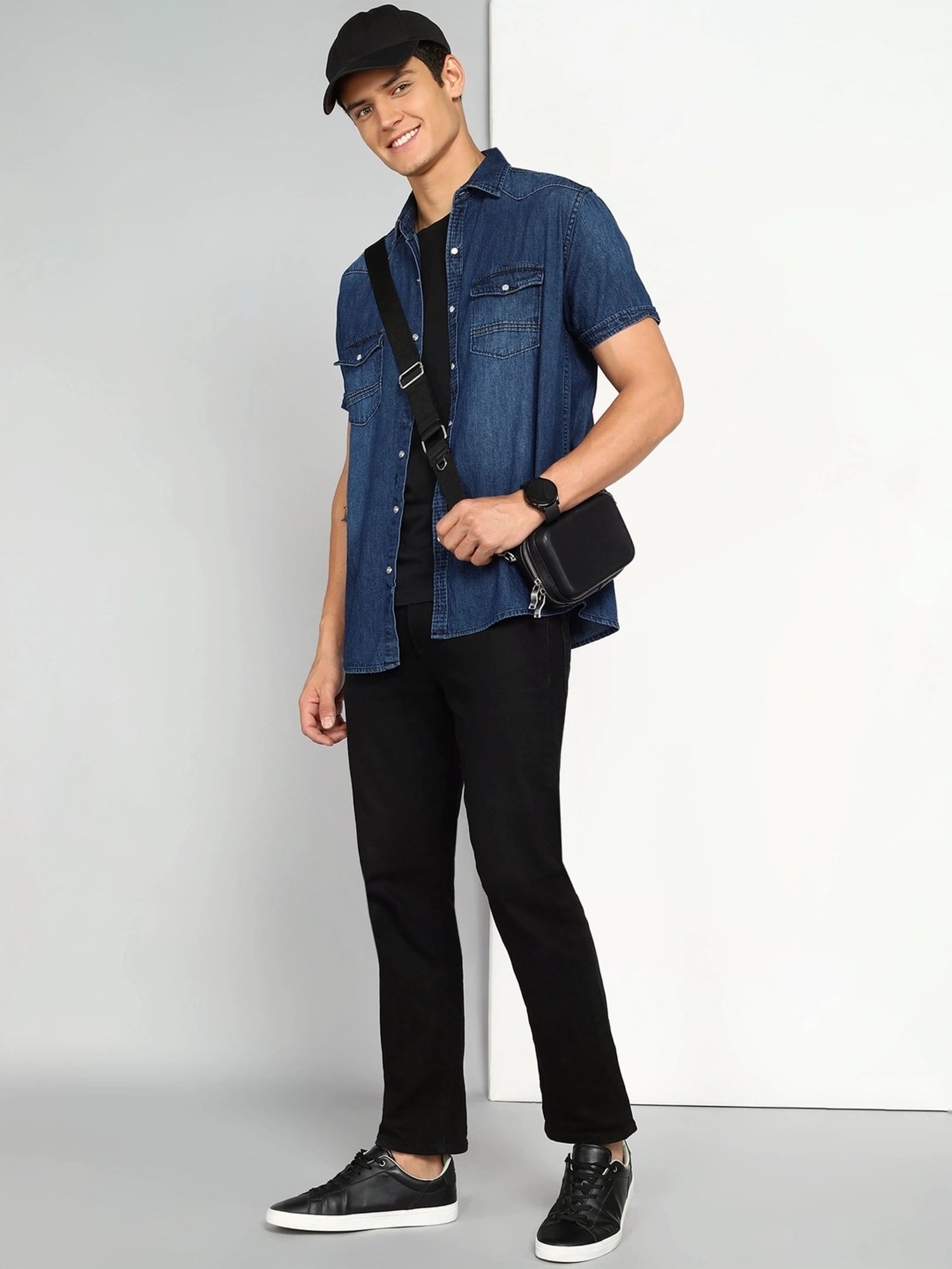 Kuons Avenue Blue Slim Fit Denim Shirt