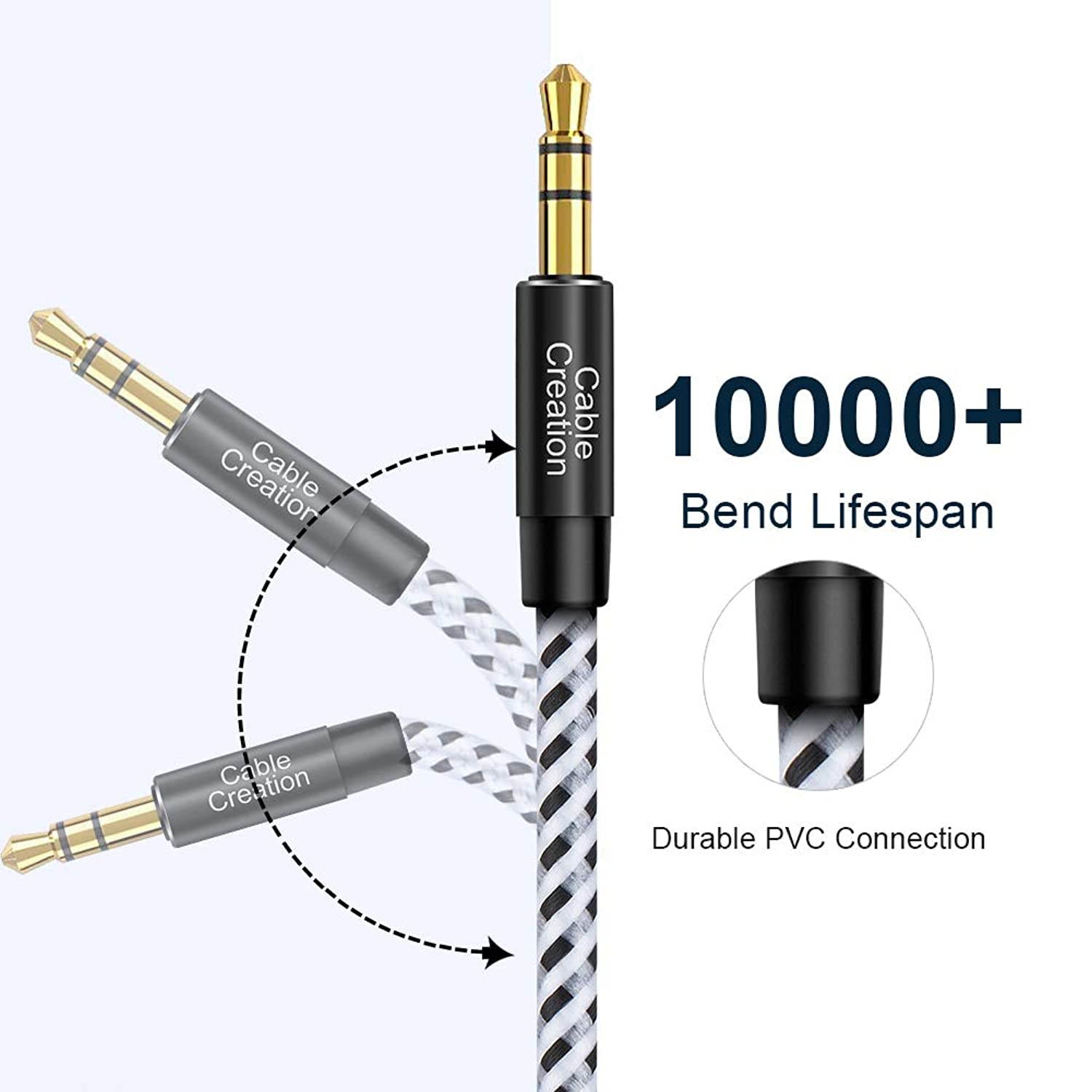 3.5mm Aux Cable, CableCreation 3.5mm Auxiliary Stereo Audio Cables Slim and Soft Aux Cord Compatible with Headphones, iPods, iPhones, iPads, Home/Car Stereos & More, 6 Feet/1.8M