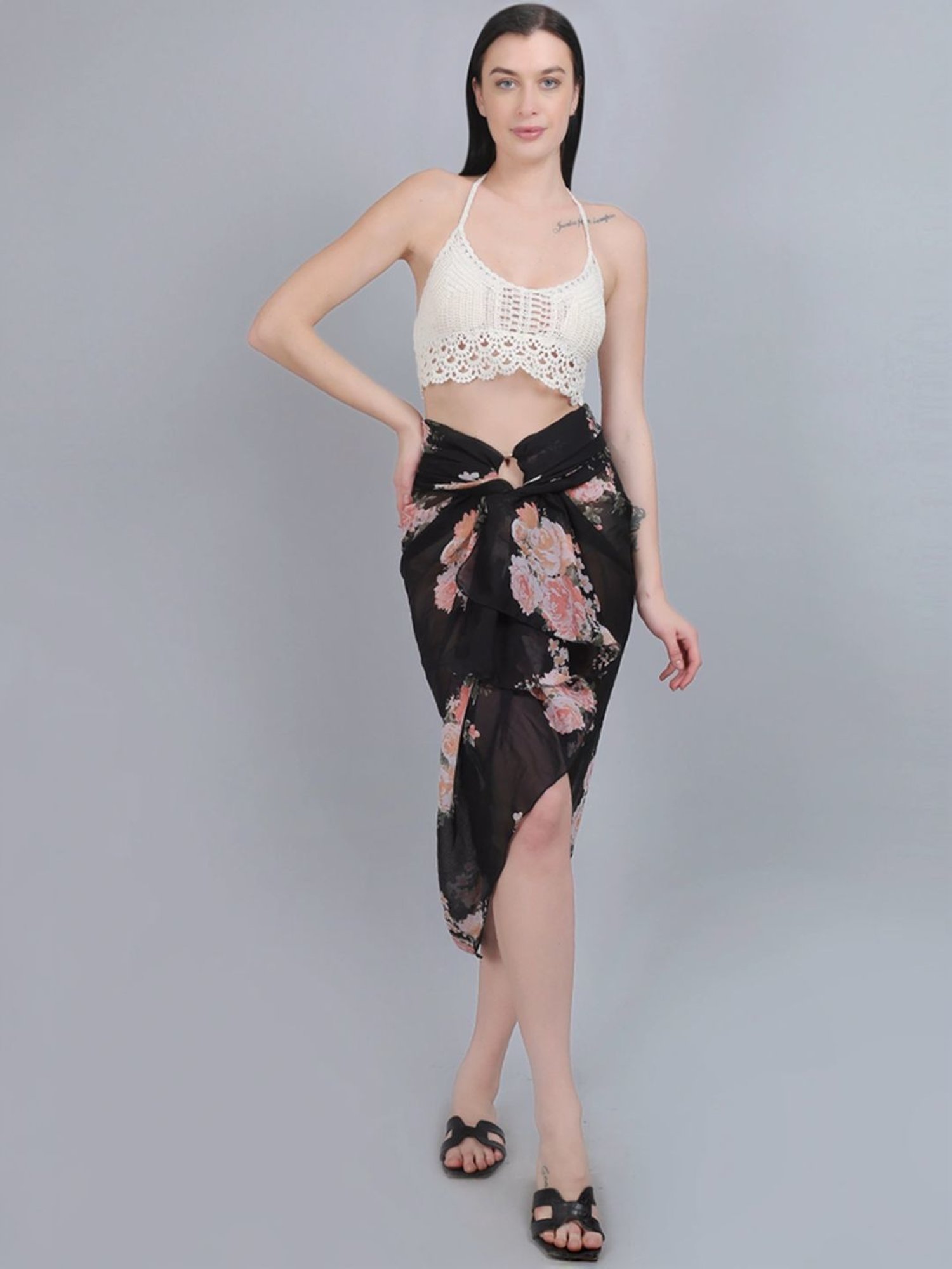 mod & shy Black Printed Sarong