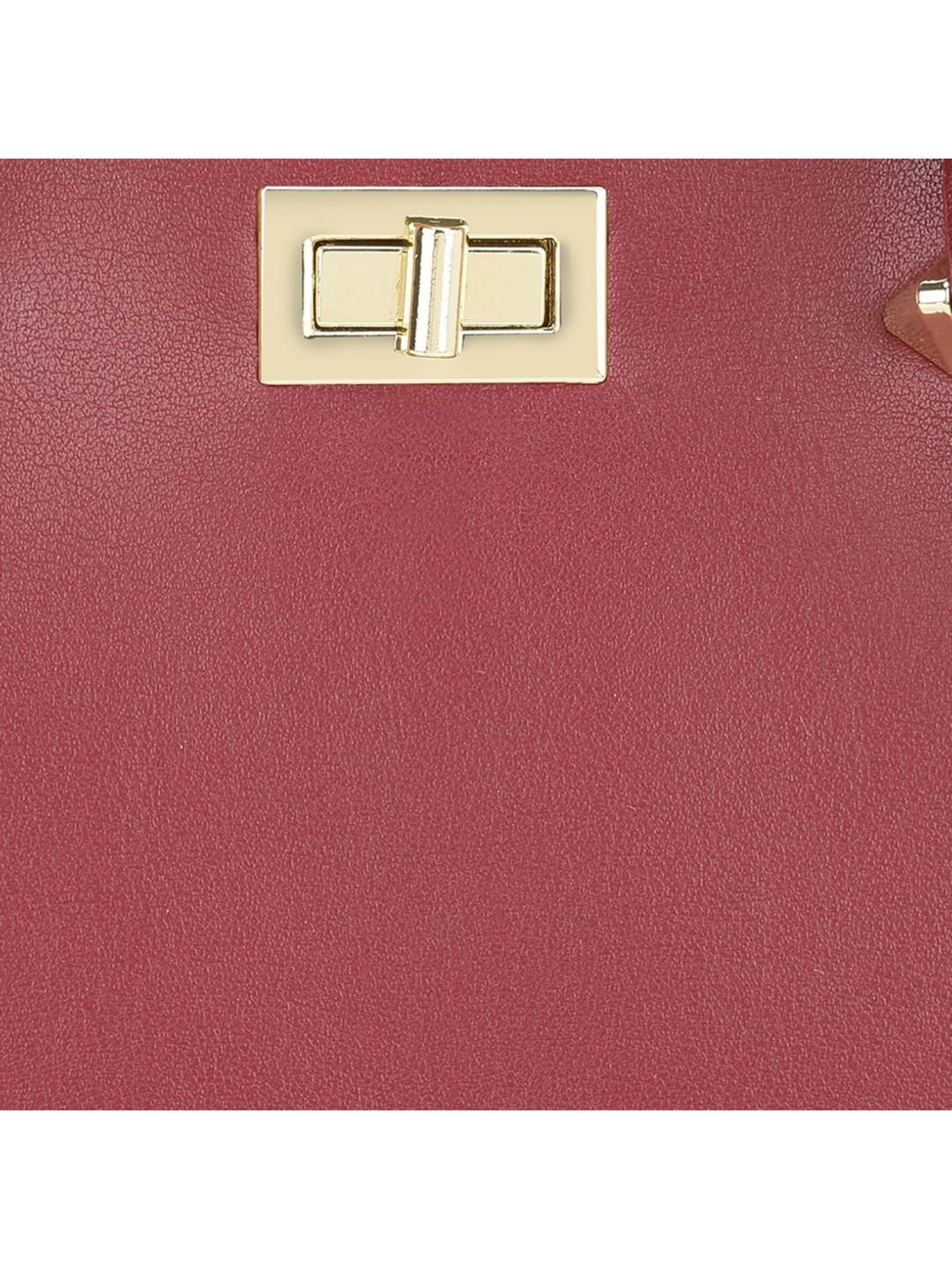 Tyra Olivia Wine Solid Faux Leather Handbag