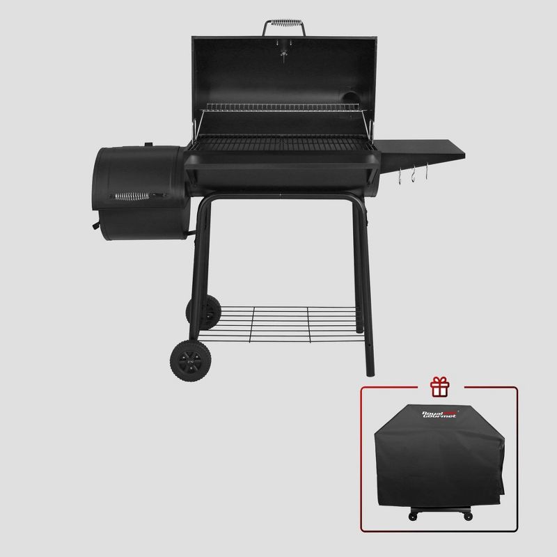 Royal Gourmet Pro 30'' Charcoal Grill with Cover and Offset Smoker CC1830SC Black