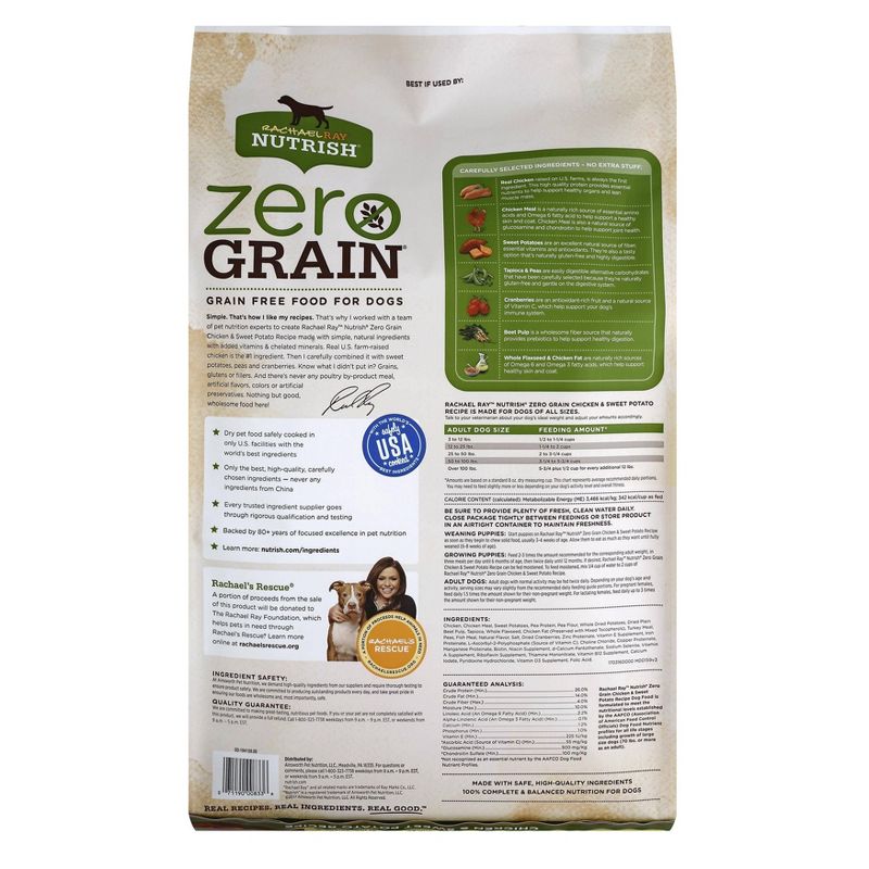 Rachael Ray Nutrish Zero Grain Chicken & Sweet Potato Recipe Dry Dog Food - 28lbs
