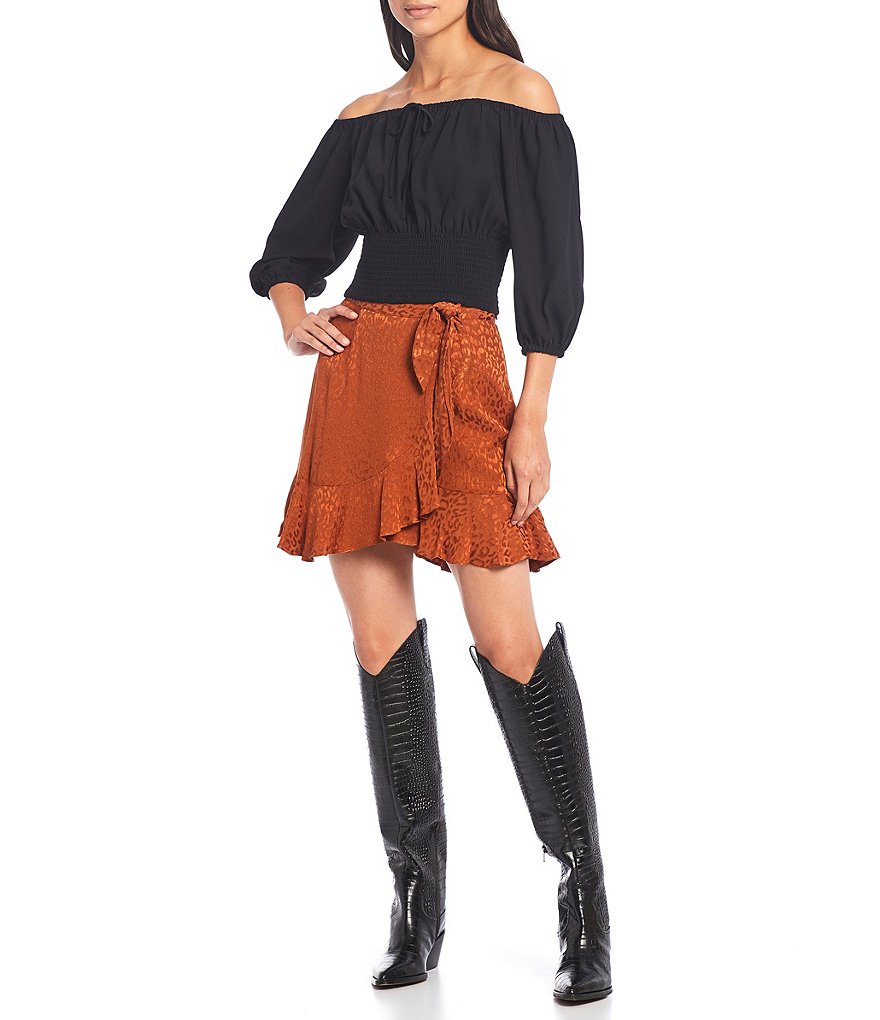 Gianni Bini Quinn Off-the-Shoulder 3/4 Sleeve Smocked Waist Blouse