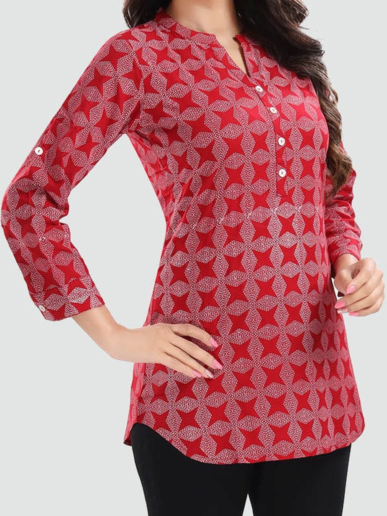 Saree Swarg Red Printed Tunic