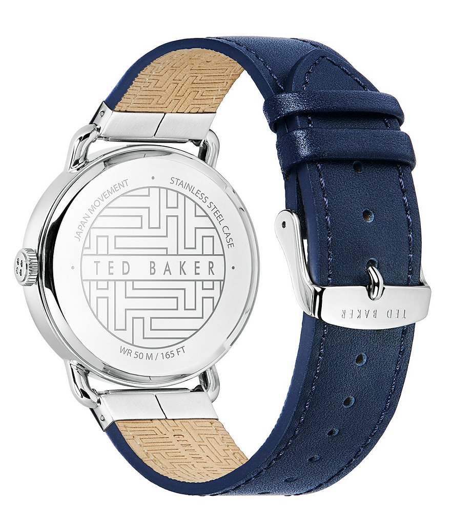 Ted Baker London Men's Brixam Blue Leather Strap Multifunction Watch