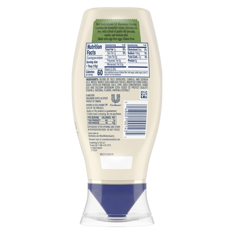Best Foods Squeeze Bottle Avocado + Lime Mayonnaise Dressing - 11.5oz