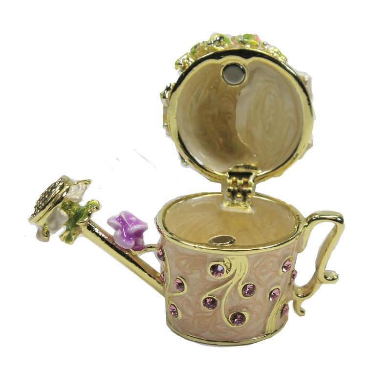 Hinged Trinket Box 1.75" Watering Can Box Magnetic Flowers Frog  -  Decorative Figurines
