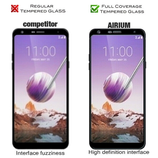 LG Stylo 5 - Full Coverage Tempered Glass Screen Protector/Black