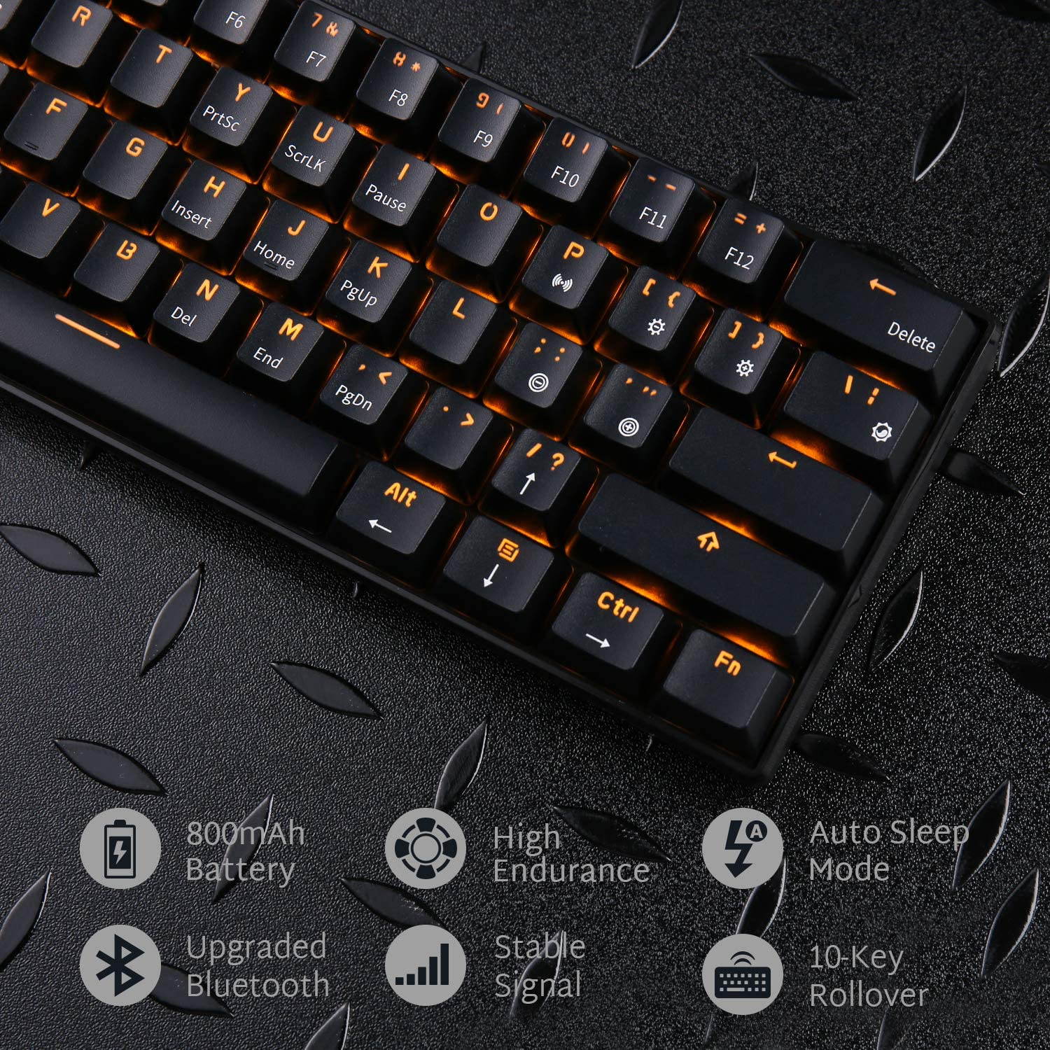 RK ROYAL KLUDGE RK61 Wireless 60% Mechanical Gaming Keyboard, Ultra-Compact Bluetooth Keyboard with Linear and mechanical Switch, Compatible for Multi-Device Connection