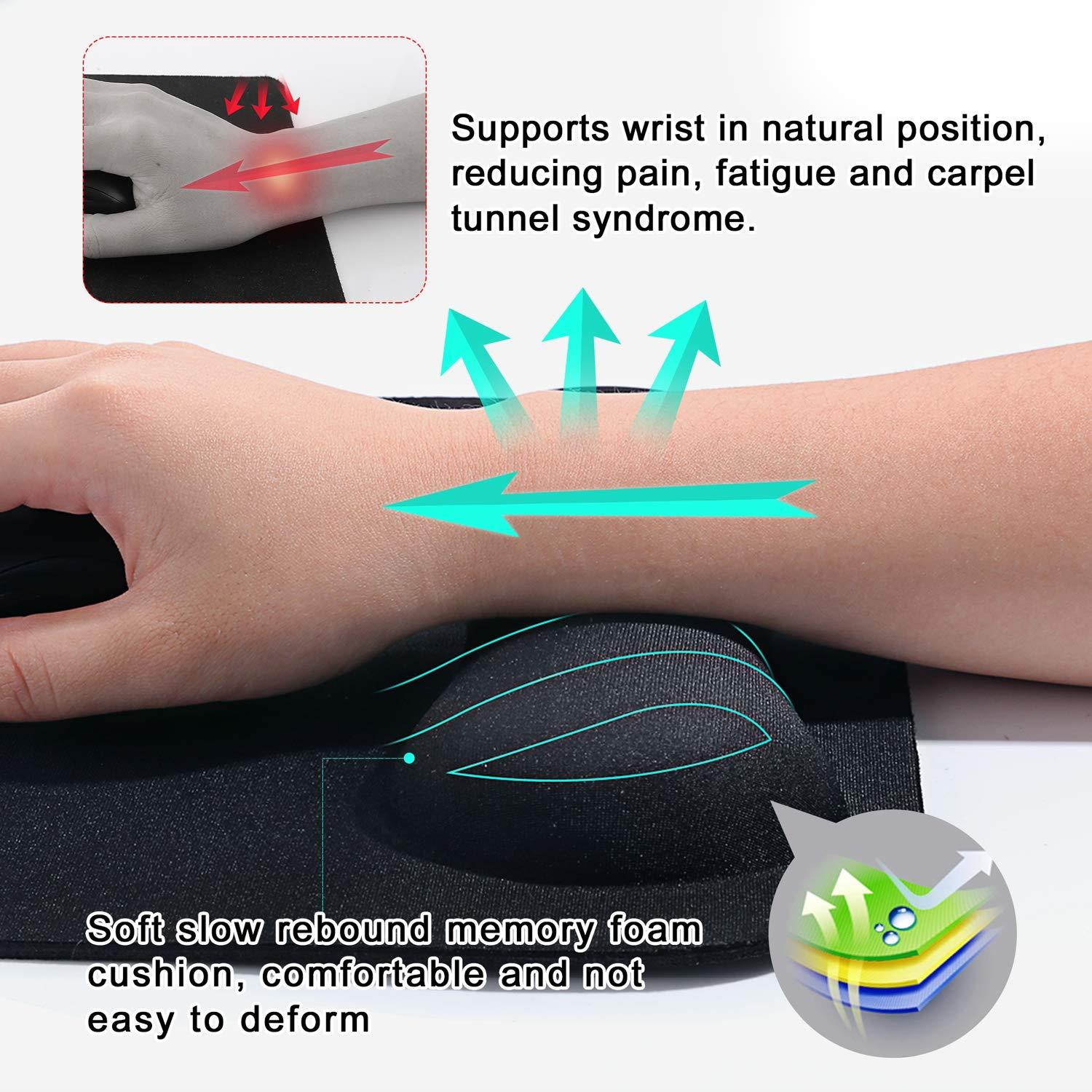Gimars Large Smooth Superfine Fibre Memory Foam Ergonomic Mouse Pad Wrist Rest Support - Mousepad with Nonslip Base for Laptop, Computer, Gaming & Office - Comfortable for Easy Typing & Pain Relief