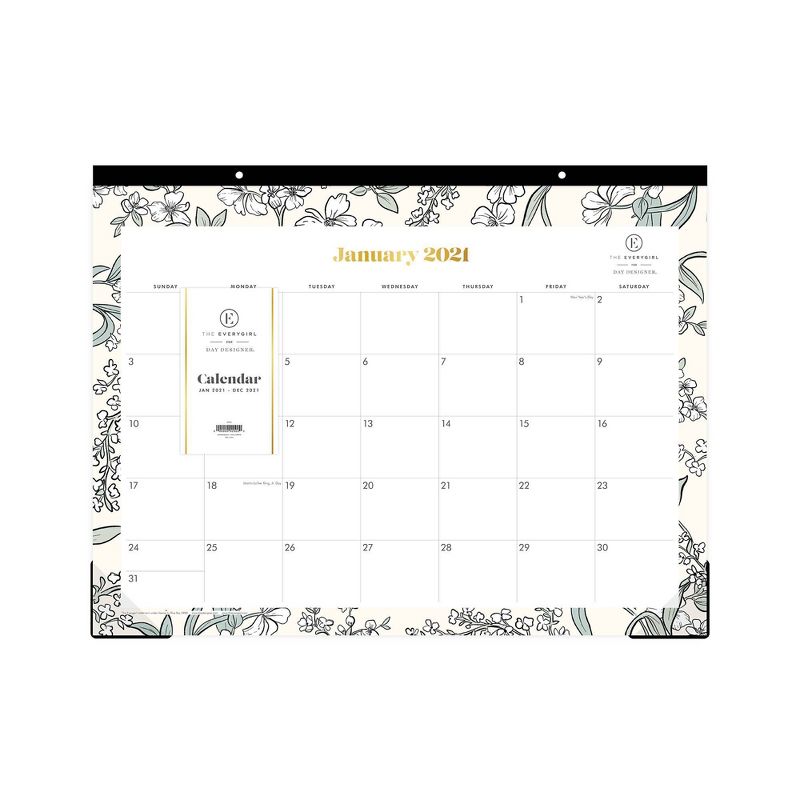 2021 The Everygirl Desk Calendar 22" x 17" Tuberose - Blue Sky