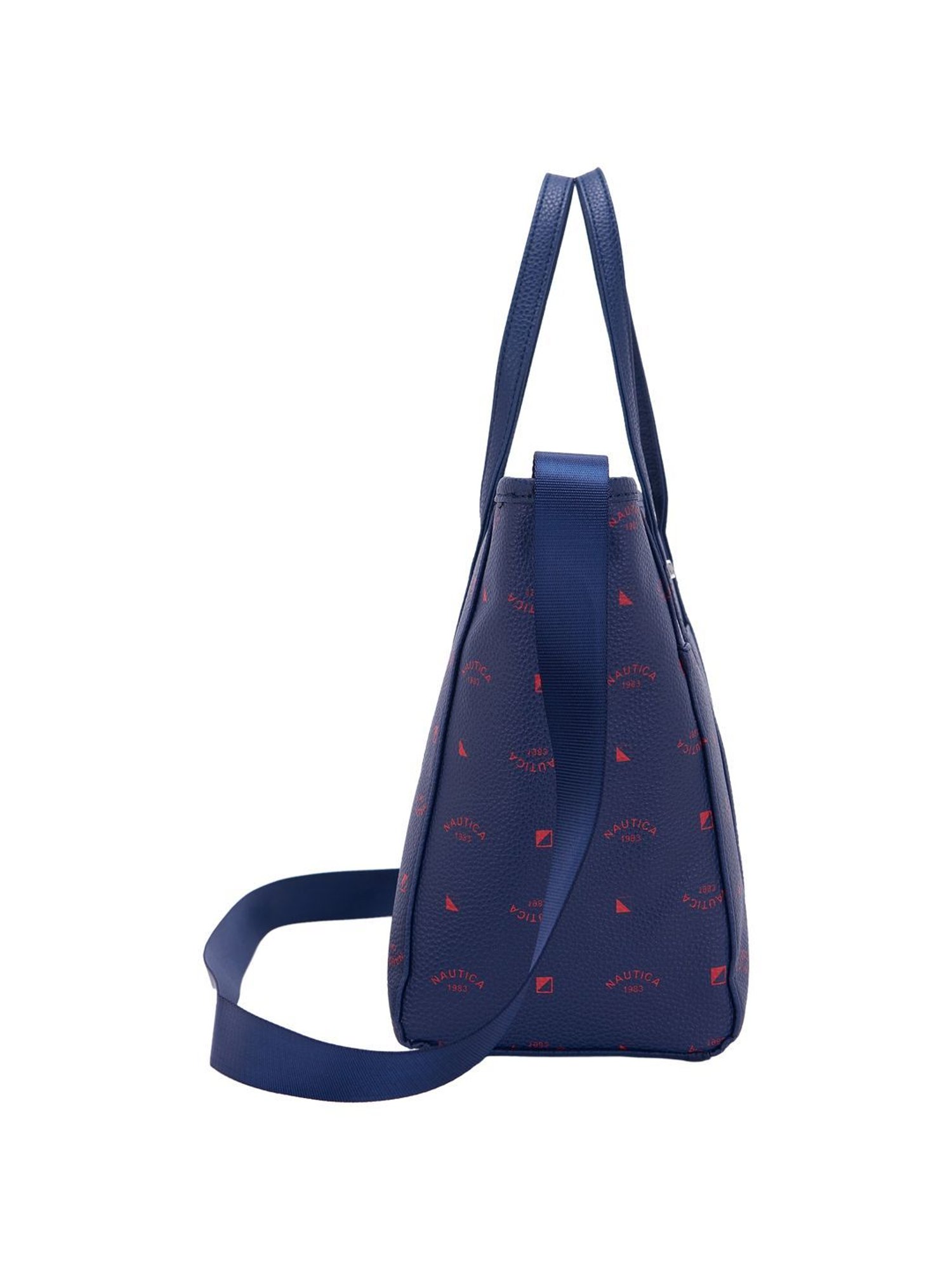 Nautica Navy Blue & Red Solid Medium Tote Handbag