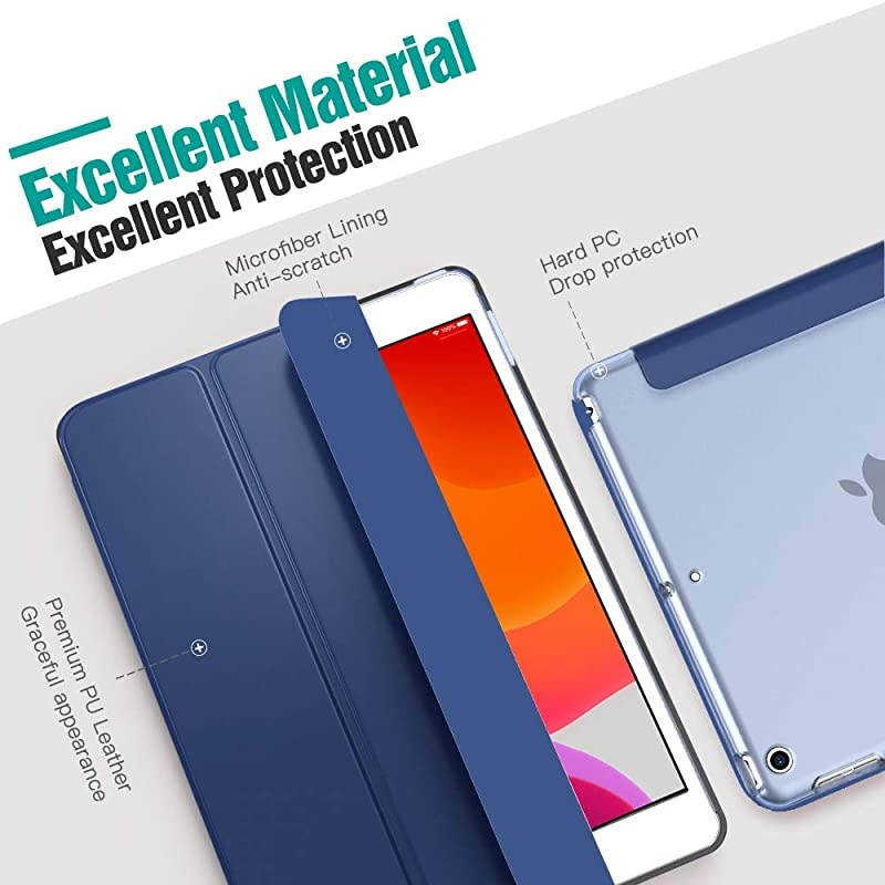 iPad 8th Generation Case 2020iPad 7th Generation Case 2019 Shock Absorption Ultra Slim Lightweight Trifold Stand Smart Cover for iPad 102 inch 20202019 Release Tablet Navy Blue
