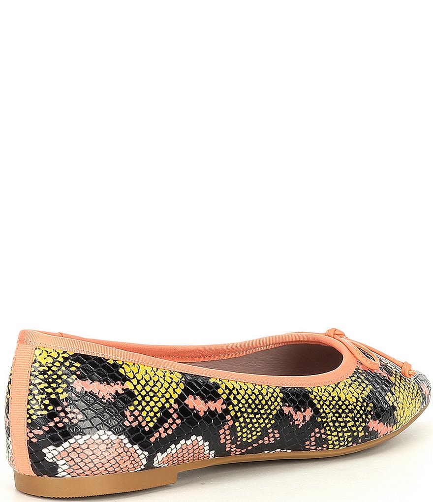 Deltan Quinn Snake Print Square Toe Ballet Flats