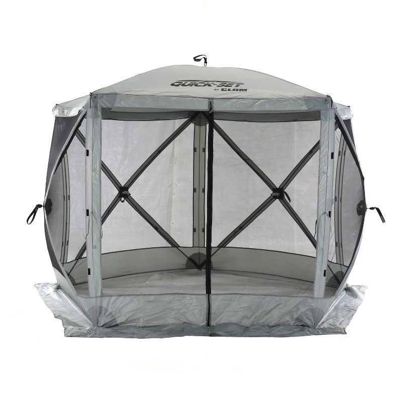 CLAM Quick-Set 6 x 6 Foot Traveler Portable Pop Up Outdoor Camping Gazebo 4 Sided Canopy Shelter with Ground Stakes and Carrying Bag, Gray