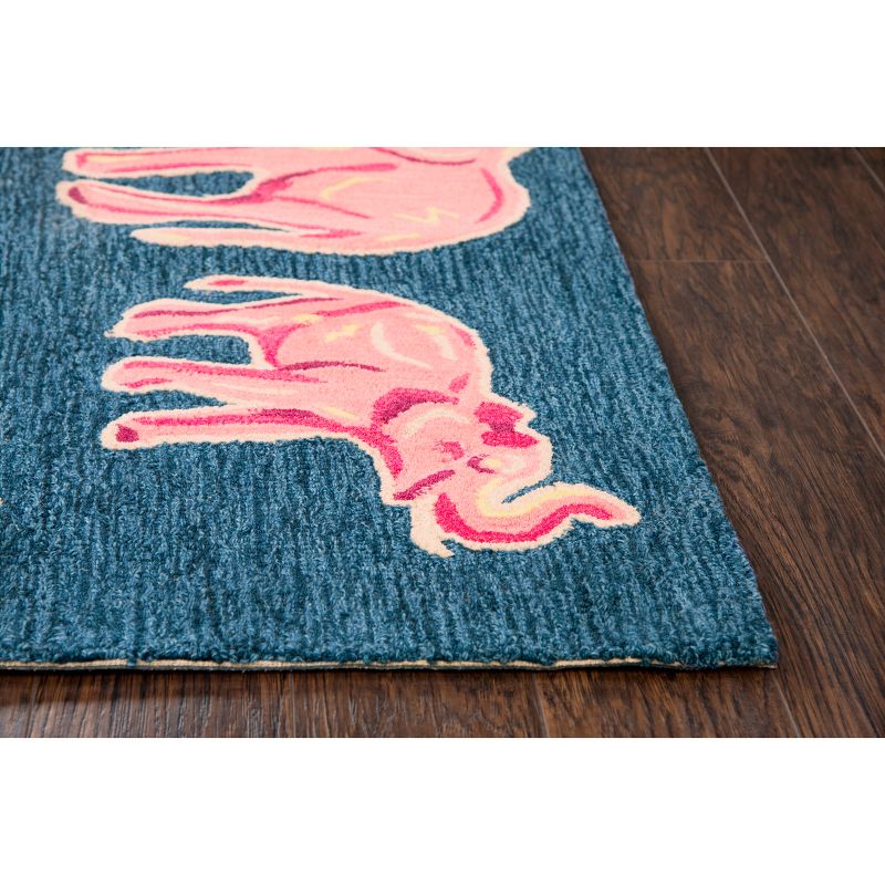 2'6"X4' Tufted Elephants Accent Rug Blue - Rizzy Home