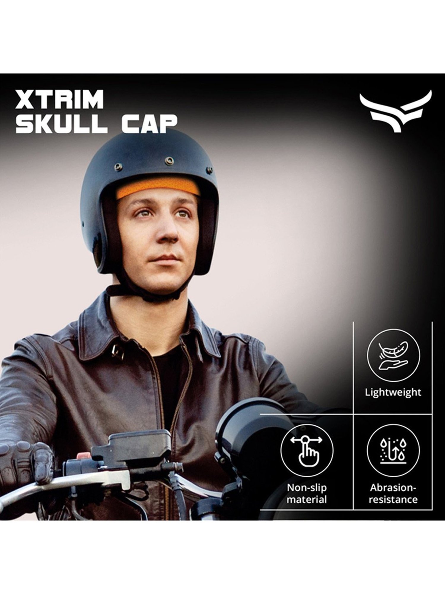 Xtrim Sweat Cooling Cotton Helmet Skull Cap (Orange) Size - Free Size