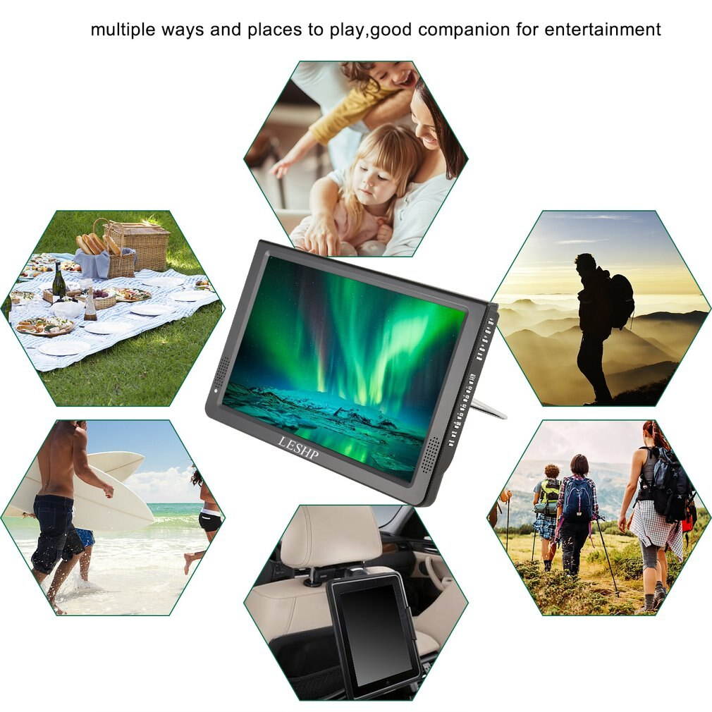 Lejiahong LESHP Portable D12-ATSC Multimedia Player LCD Display with Digital TV Tuner 12.1 inch Monitor LED Panel Driver HD USB/TF