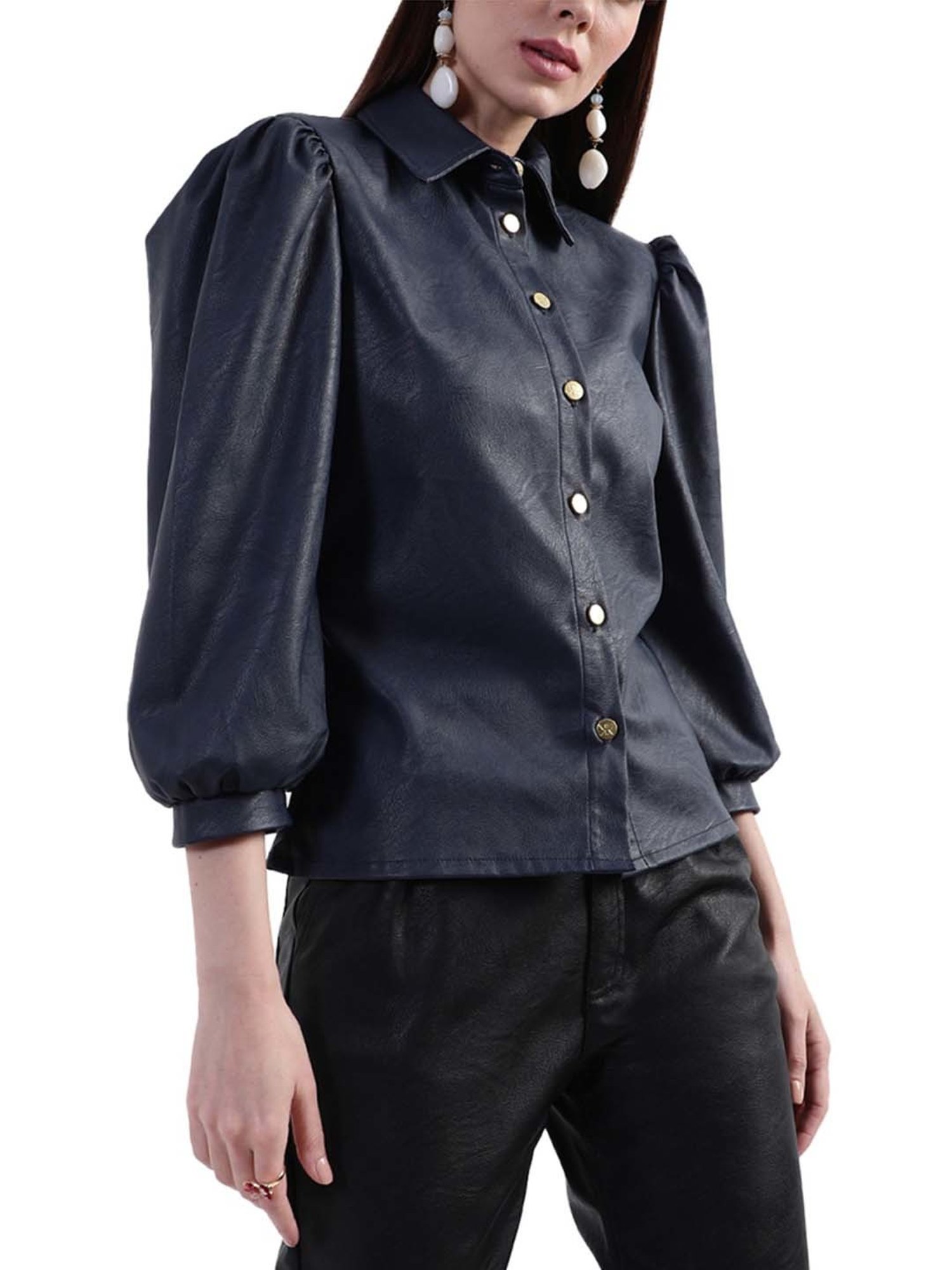 KENDALL + KYLIE Navy Regular Fit Shirt