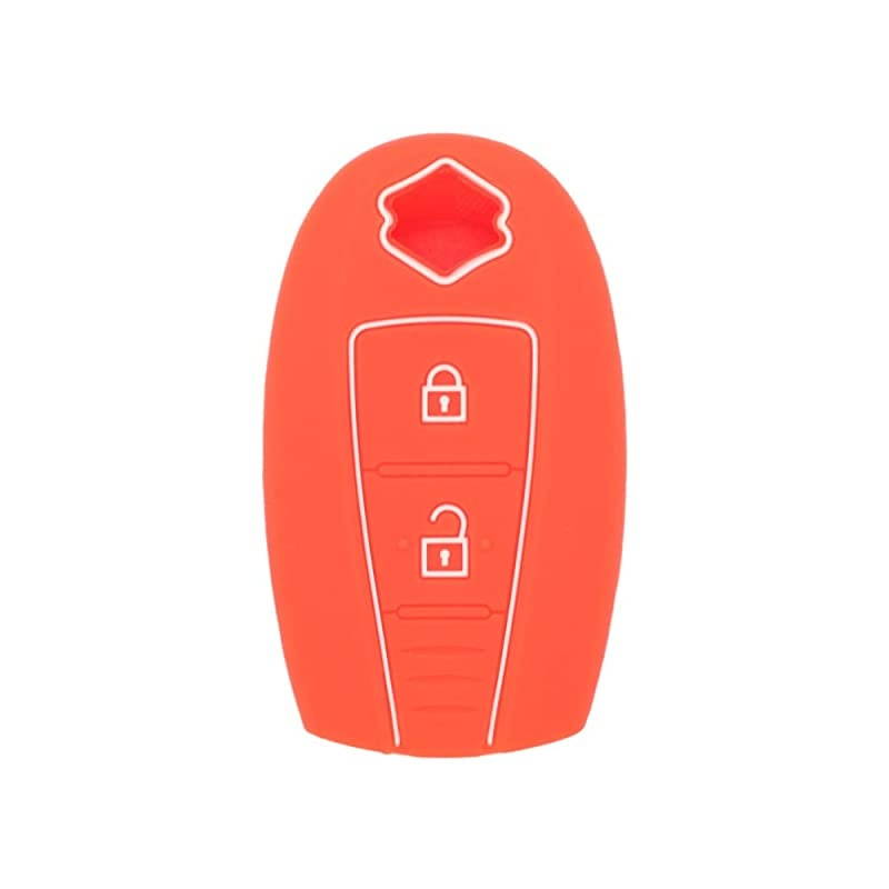 Silicone Cover Protector Case Holder Skin Jacket Compatible with SUZUKI 2 Button Remote Key Fob CV4543 Orange