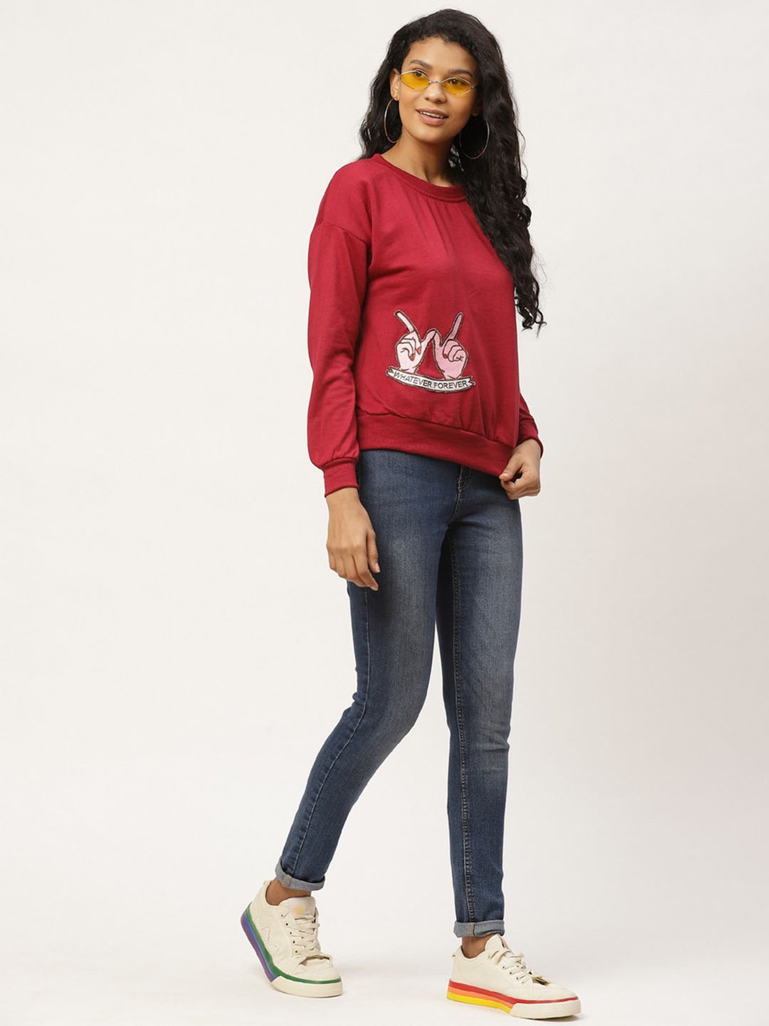 Belle Fille Maroon Patchwork Sweatshirt