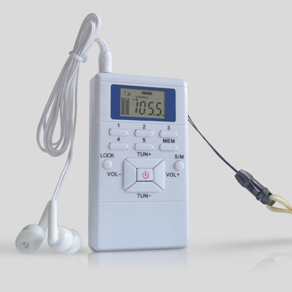 Mini Portable DSP Stereo FM Radio Digital Clock Receiver for Meeting Simultaneous Interpretation Clip-on Radio with Earphone Lanyard 1.2