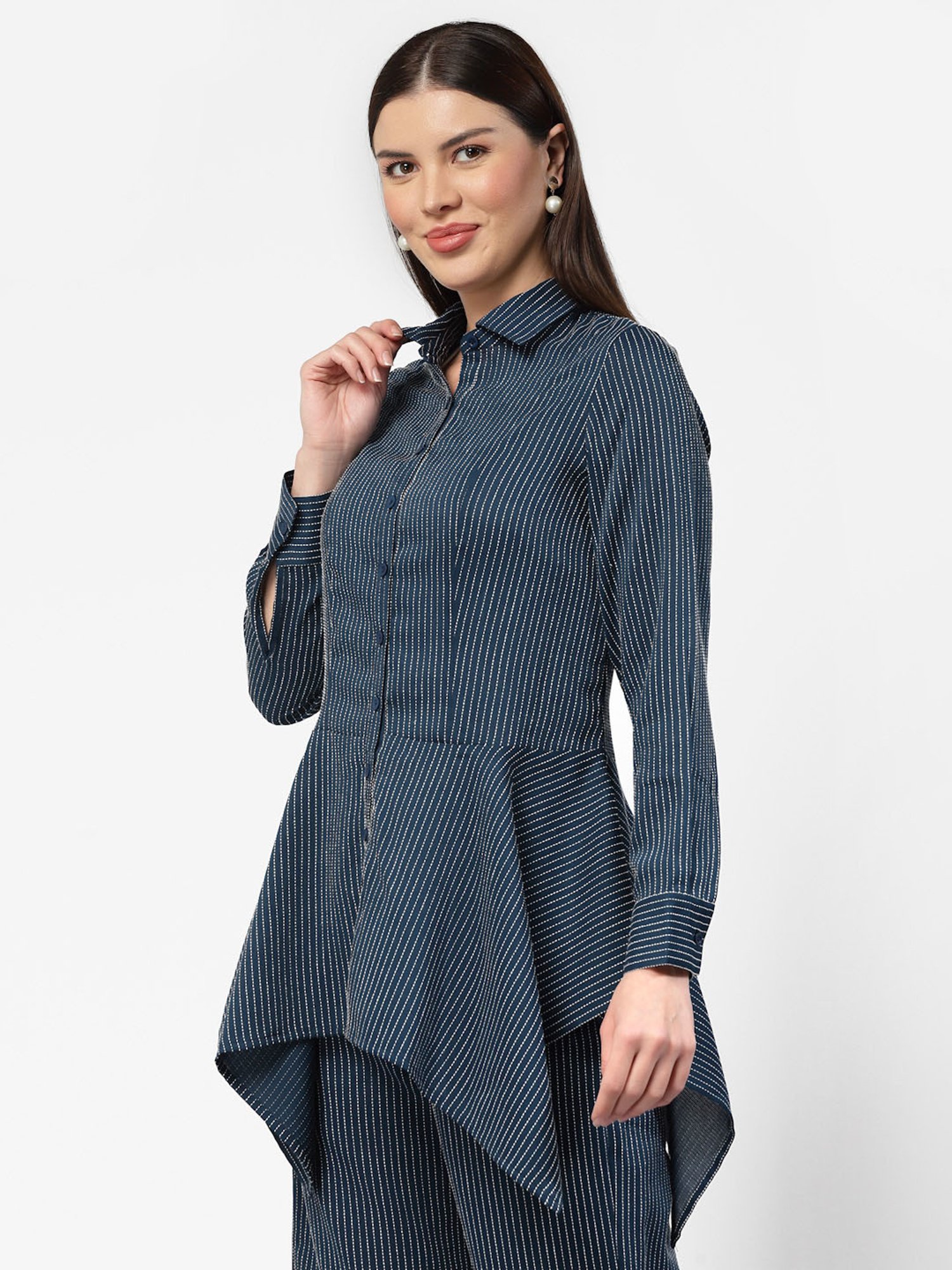 Office & You Dark Blue Striped Shirt