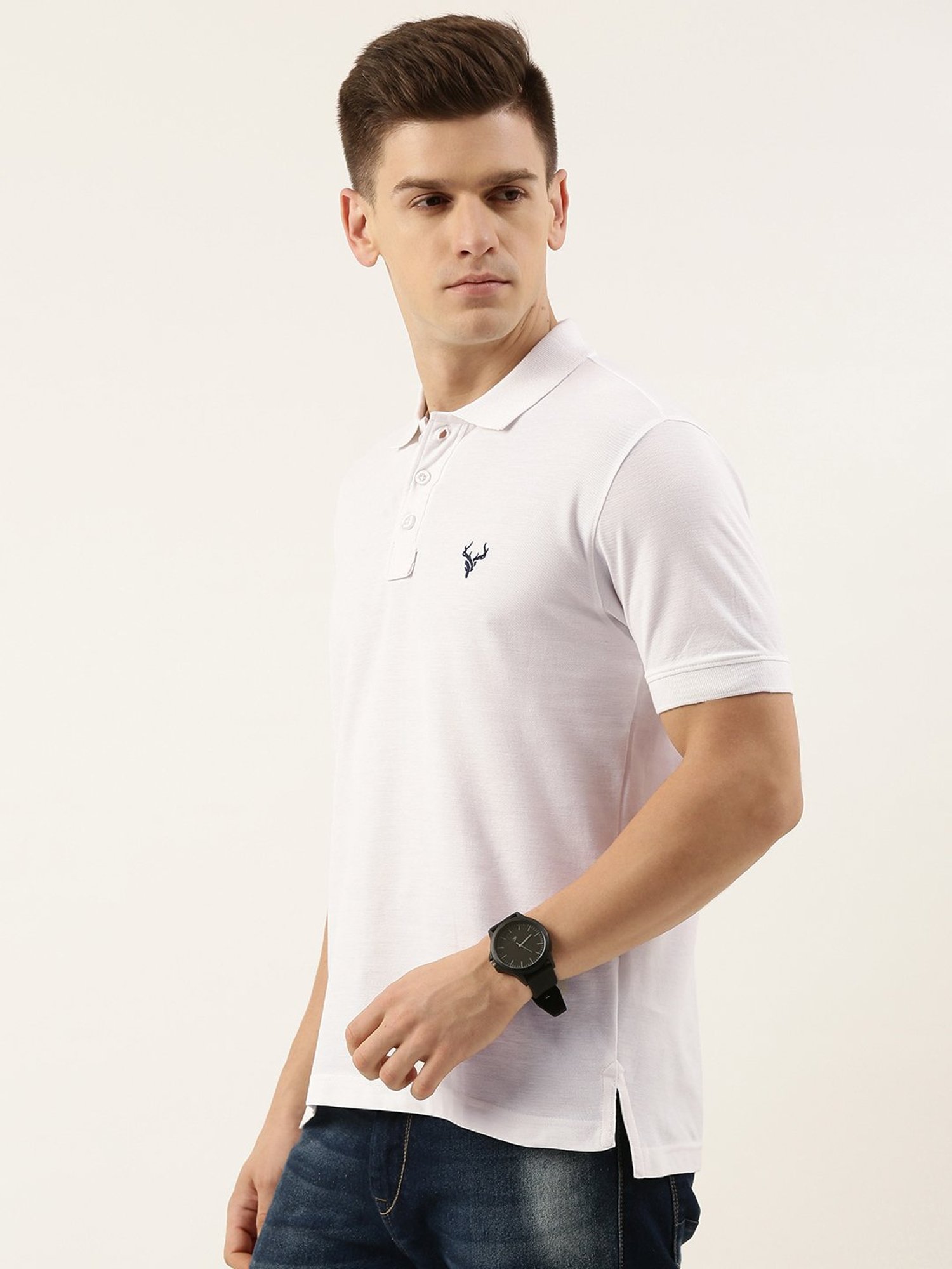 IVOC White Regular Fit Cotton Polo T-Shirt