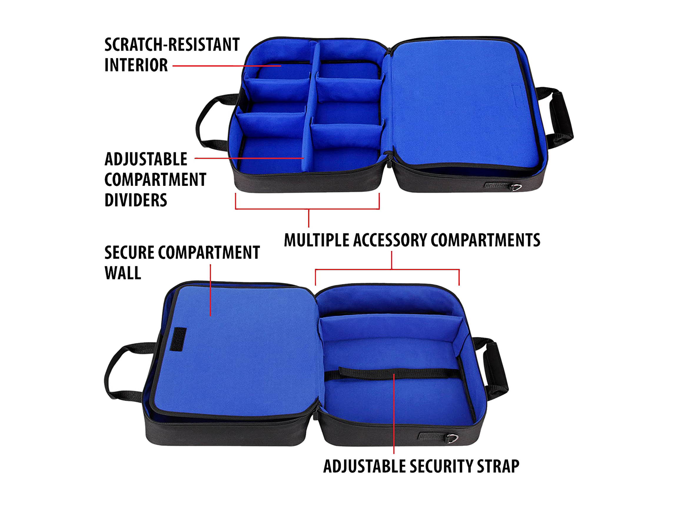 USA GEAR Console Carrying Case - PS4 Case Compatible with Playstation 4 Slim, PS4 Pro, and PS3 - Customizable Interior Stores PS4 Games, PS4 Controller, PS4 Headset, and More Gaming Accessories (Blue)