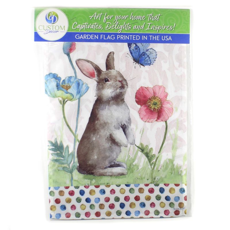 Home & Garden 17.75" Bunny And Flowers Flag Printed In The Usa Custom Decor  -  Flags