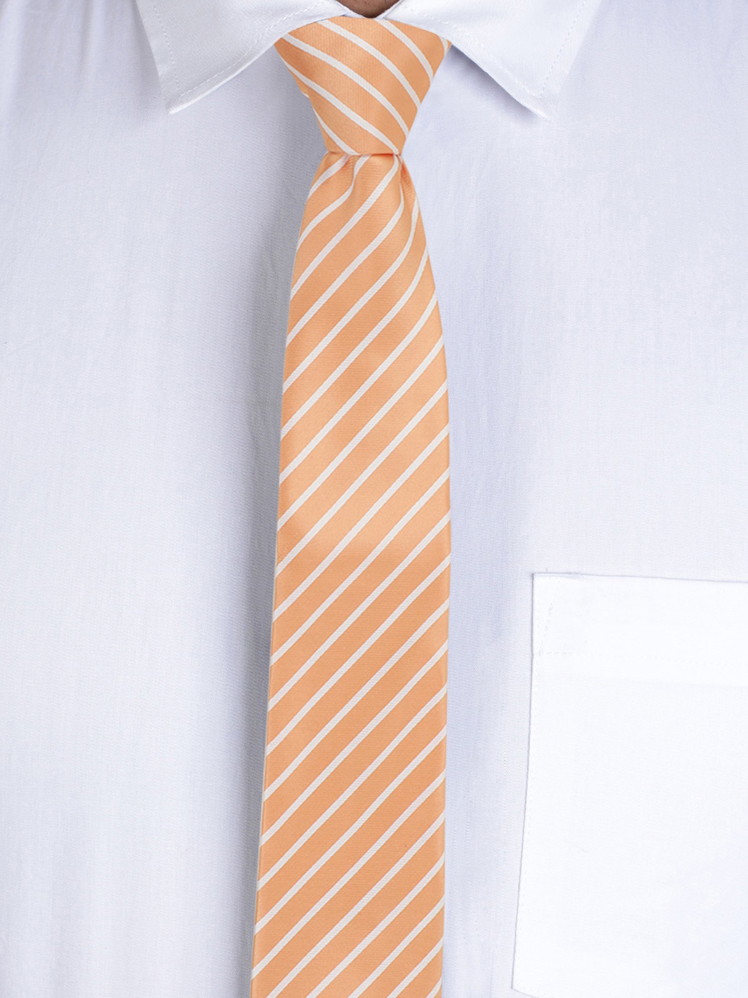 Alvaro Castagnino Striped Orange & White Necktie