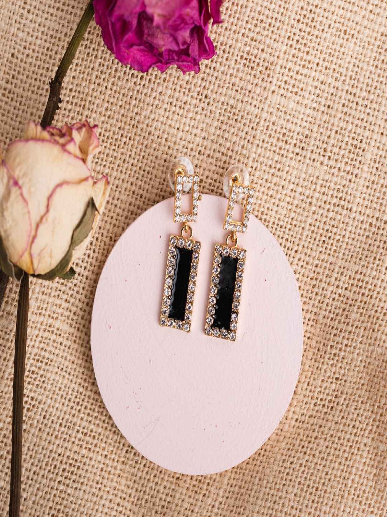 Jewelz Luxerious Black Stone Earrings for Women