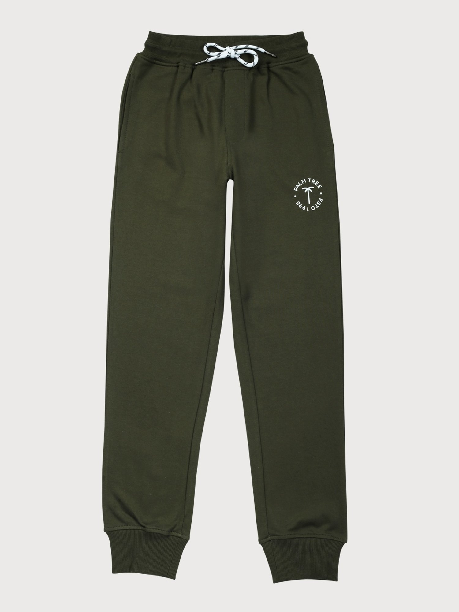 Palm Tree Kids Green Regular Fit Trackpants