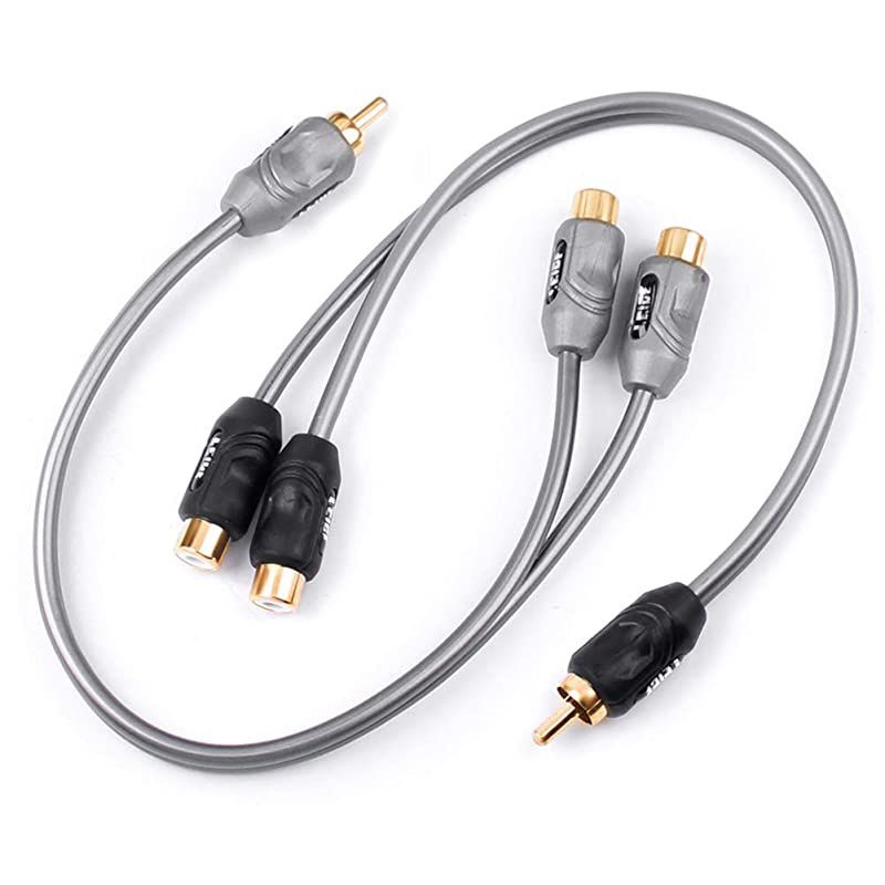 1ft 1 Male to 2 Female RCA Y Adapter Splitter Connector (2 Pack) (1 Male to 2 Female)
